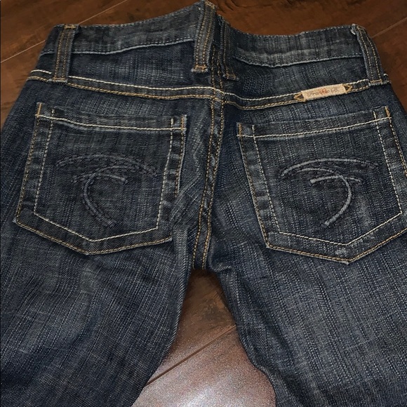 Frankie B 0 Blue Denim Jeans Straight Leg Pants Low Rise - Picture 2 of 8